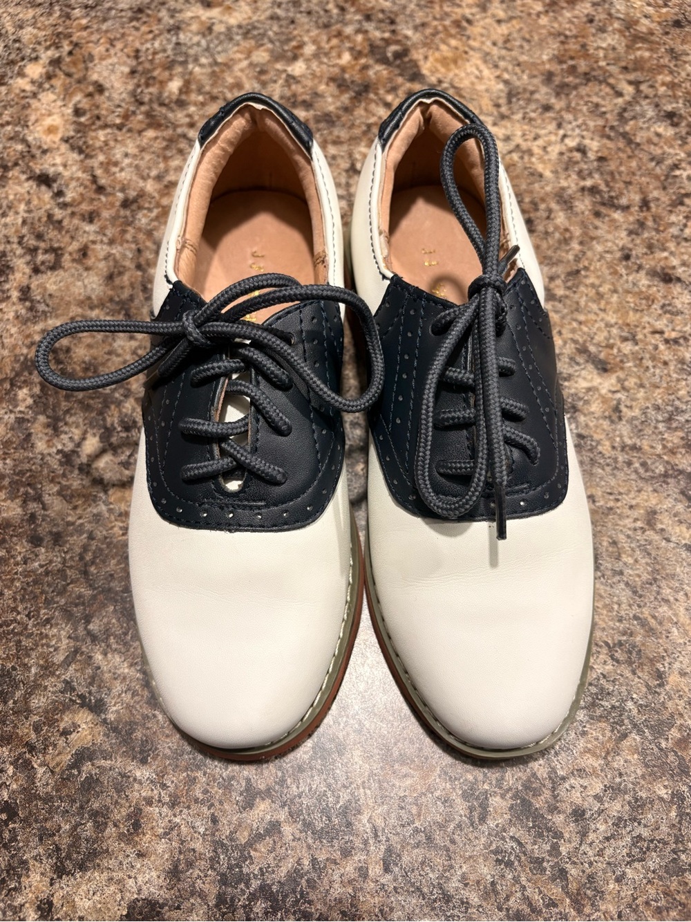 Kids Two-Tone Lace-Up Dress Shoes in Black & White
